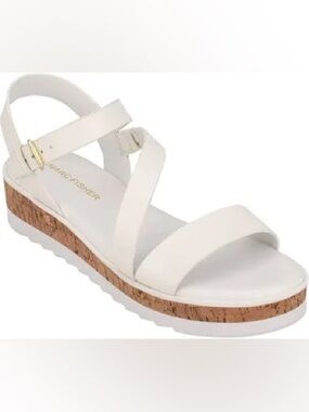 New Marc Fisher White Grandie Treaded Flatform Wedge Sandal w/AnkleStrap
Size 11